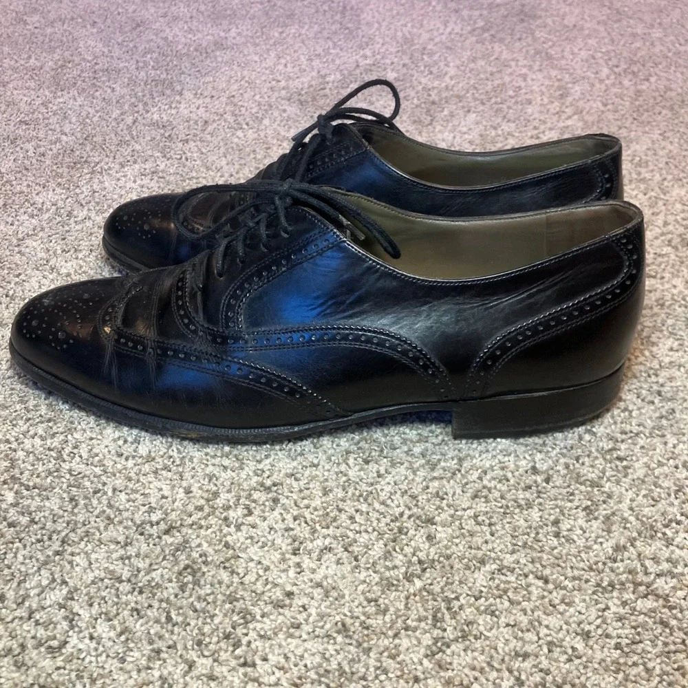 VTG Bally of Switzerland Princeton Mens Black Leather Wingtip Oxford Shoes 7.5 D